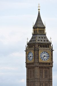 A close up of the clock face of Big Ben